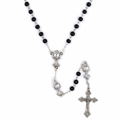 Birth Month Colored Bead Necklace with Heart Shape Communion Chalice Charm 18 Inch Birth Month Colored Bead Necklace with Heart Shape Communion Chalice Charm 18 Inch